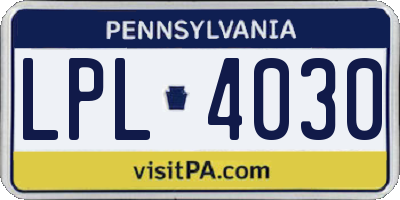 PA license plate LPL4030
