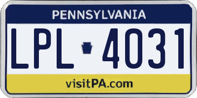 PA license plate LPL4031