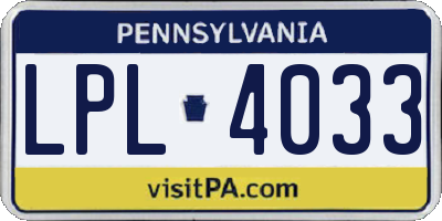 PA license plate LPL4033