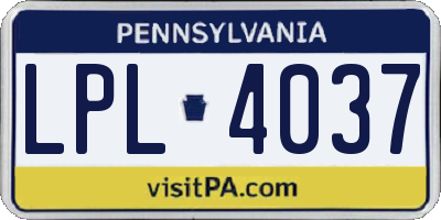 PA license plate LPL4037