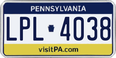 PA license plate LPL4038