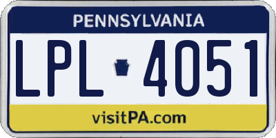 PA license plate LPL4051