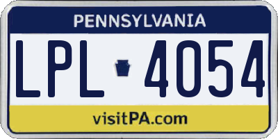 PA license plate LPL4054