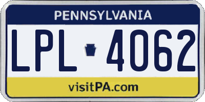 PA license plate LPL4062