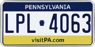 PA license plate LPL4063