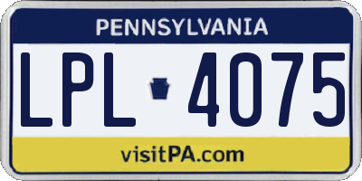 PA license plate LPL4075