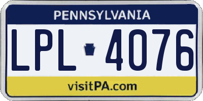 PA license plate LPL4076
