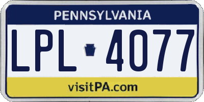 PA license plate LPL4077