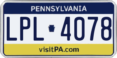 PA license plate LPL4078