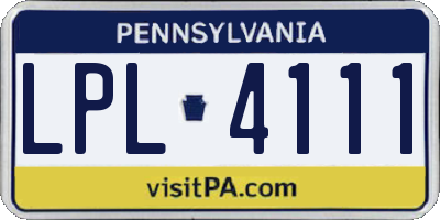 PA license plate LPL4111