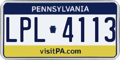 PA license plate LPL4113