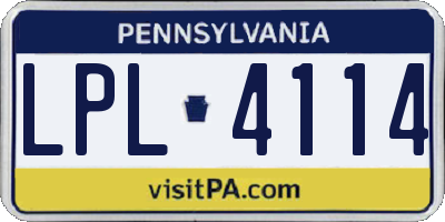 PA license plate LPL4114