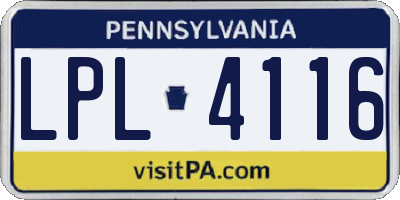 PA license plate LPL4116