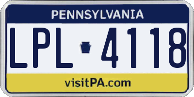 PA license plate LPL4118