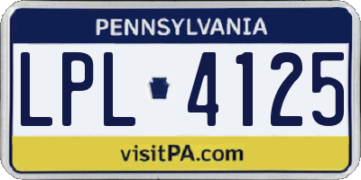 PA license plate LPL4125