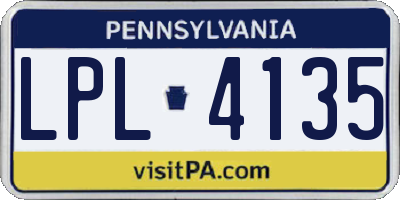 PA license plate LPL4135