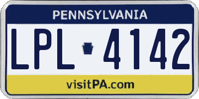 PA license plate LPL4142