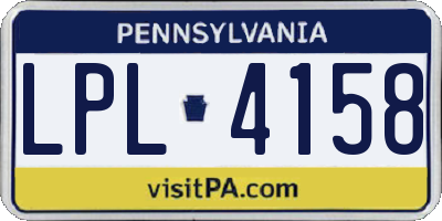 PA license plate LPL4158
