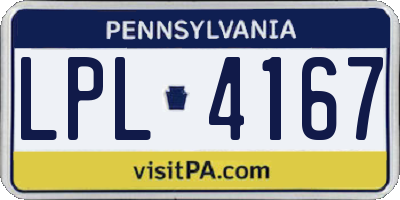 PA license plate LPL4167