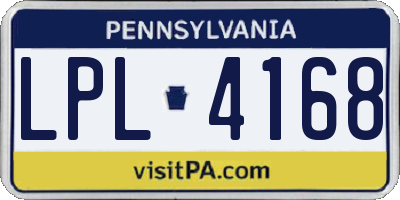 PA license plate LPL4168