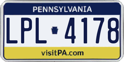 PA license plate LPL4178