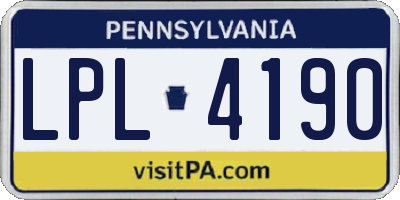 PA license plate LPL4190