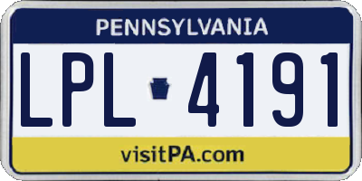 PA license plate LPL4191