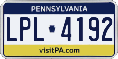 PA license plate LPL4192