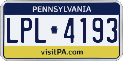 PA license plate LPL4193