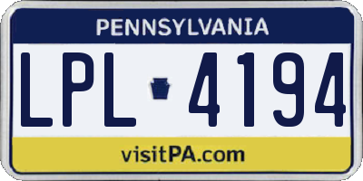 PA license plate LPL4194