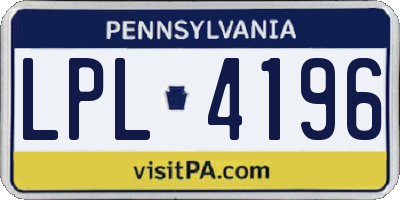 PA license plate LPL4196