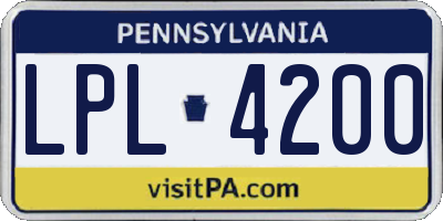 PA license plate LPL4200