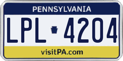 PA license plate LPL4204