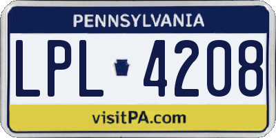 PA license plate LPL4208