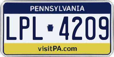 PA license plate LPL4209