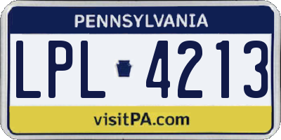 PA license plate LPL4213