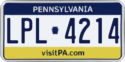 PA license plate LPL4214