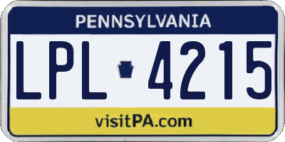 PA license plate LPL4215
