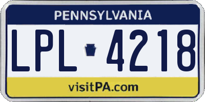 PA license plate LPL4218