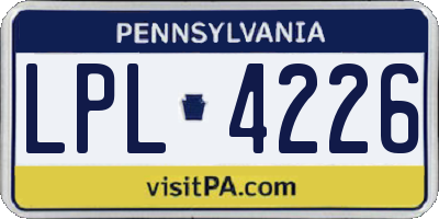 PA license plate LPL4226