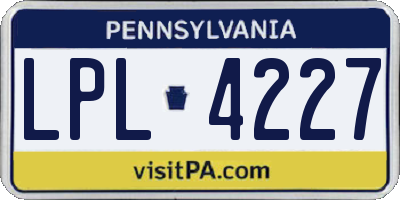 PA license plate LPL4227