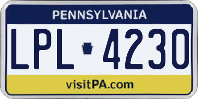 PA license plate LPL4230