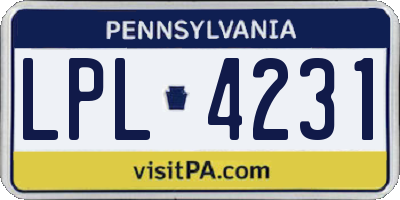 PA license plate LPL4231