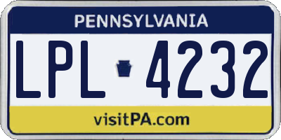 PA license plate LPL4232