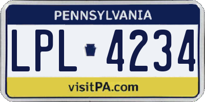 PA license plate LPL4234