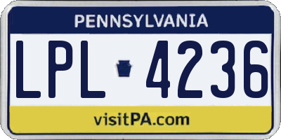 PA license plate LPL4236