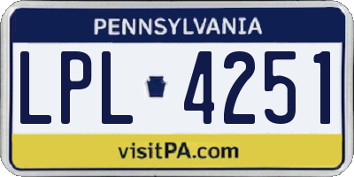 PA license plate LPL4251