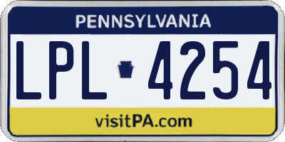 PA license plate LPL4254