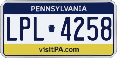PA license plate LPL4258