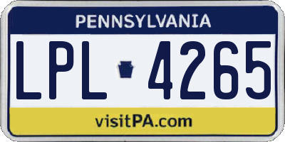 PA license plate LPL4265